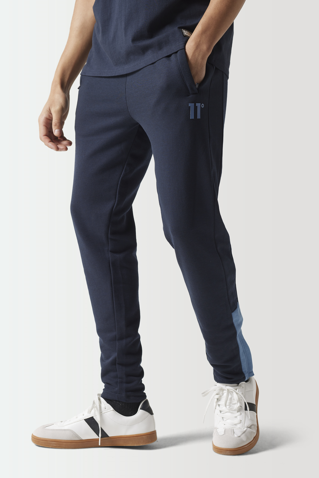 Colour Block Slim Fit Joggers-Navy / Elemental Blue