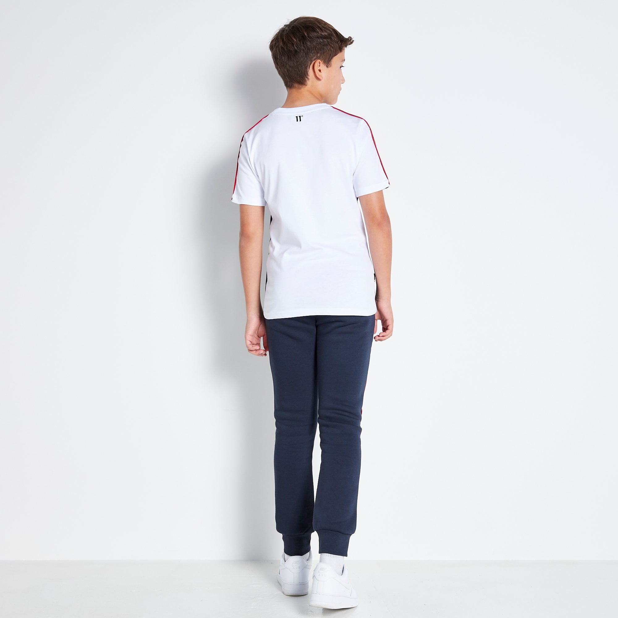 Colour Block Taped Boys T-Shirt - Navy / White-Back view