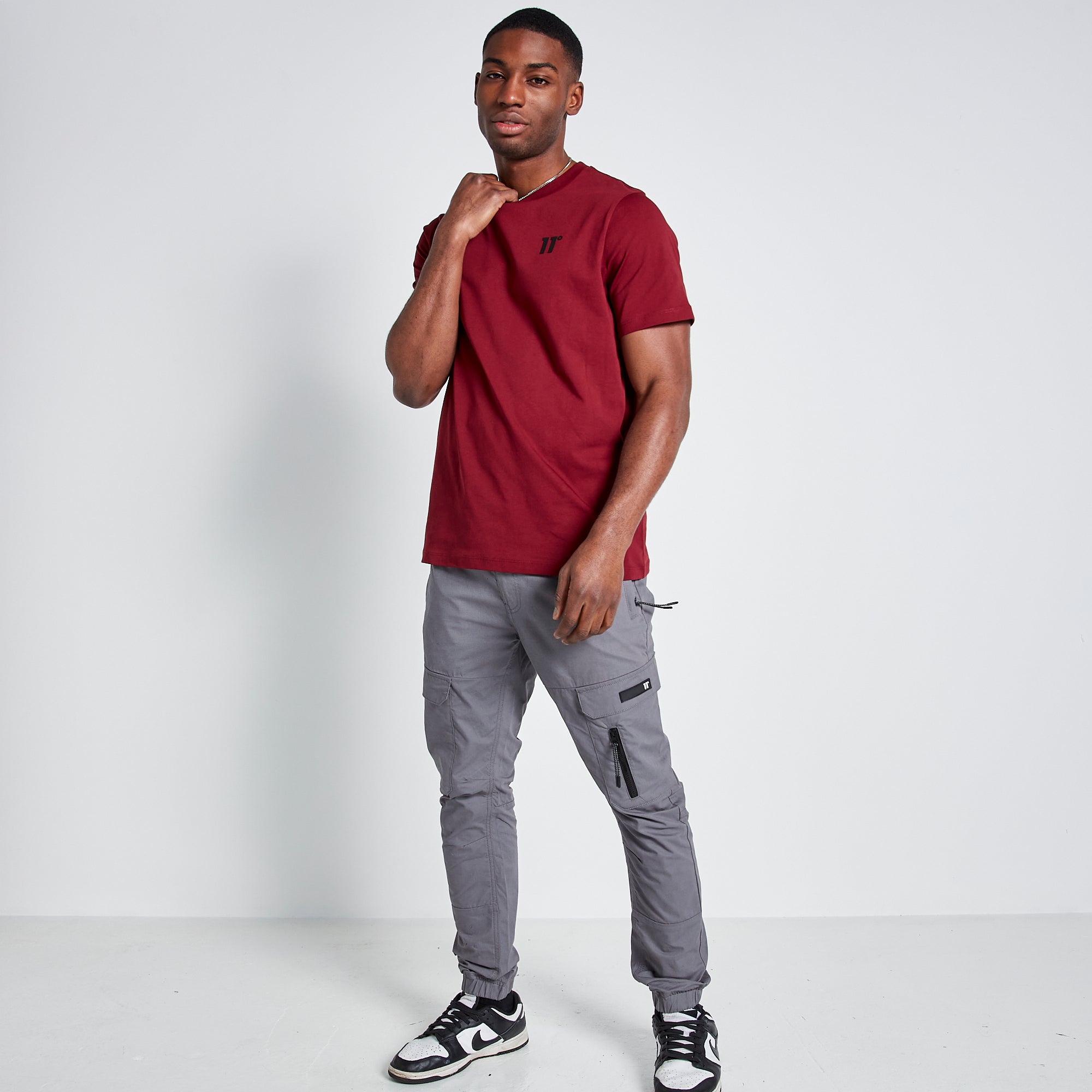 Men's Core T-Shirt - Pomegranate-Model Full Front View