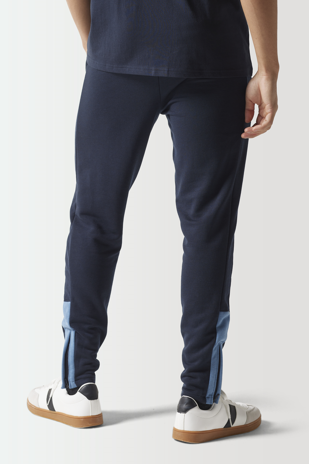 Colour Block Slim Fit Joggers-Navy / Elemental Blue-Back view