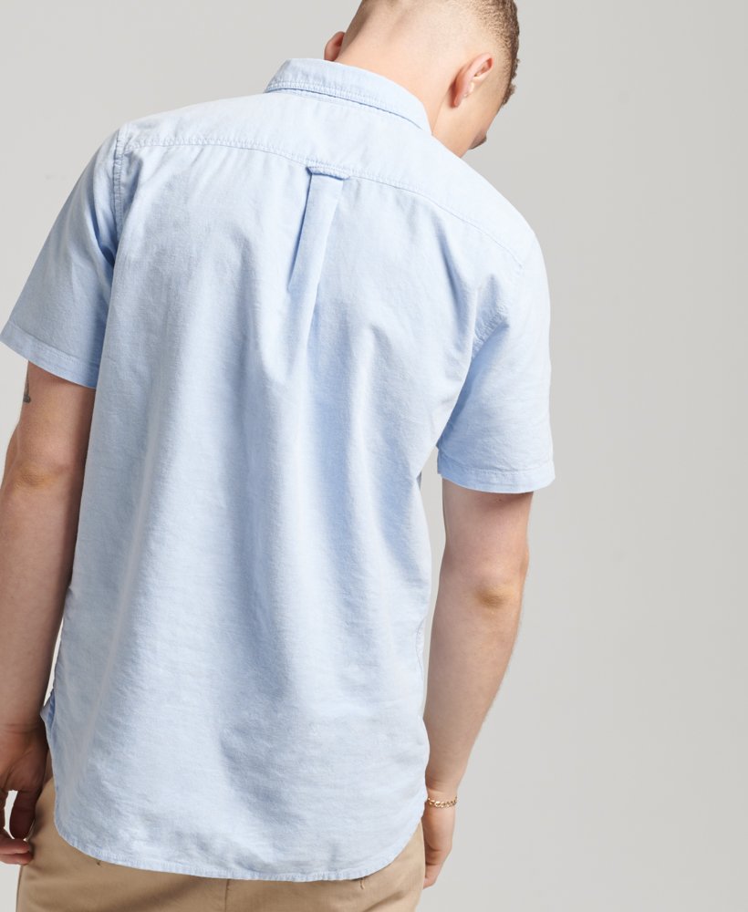 Men's Vintage Oxford Short Sleeve Shirt Classic Blue-Back View