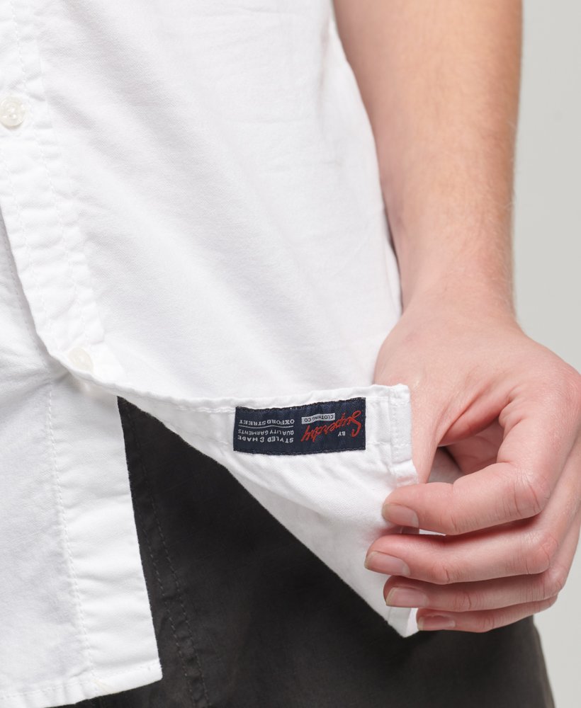 Men's Vintage Oxford Short Sleeve Shirt-Optic-Tab Logo View