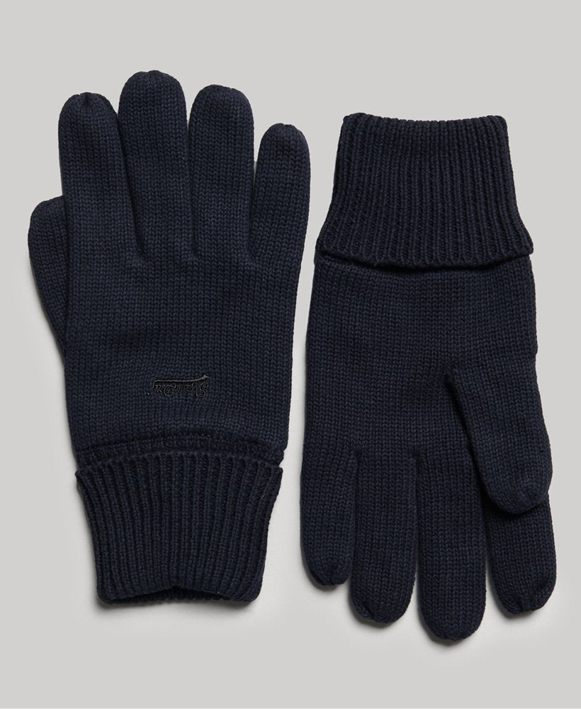 Men's Knitted Logo Gloves-Eclipse Navy Grit-Front View