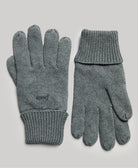 SUPERDRY Knitted Logo Gloves-Rich Charcoal Marl Rich Charcoal Marl front view