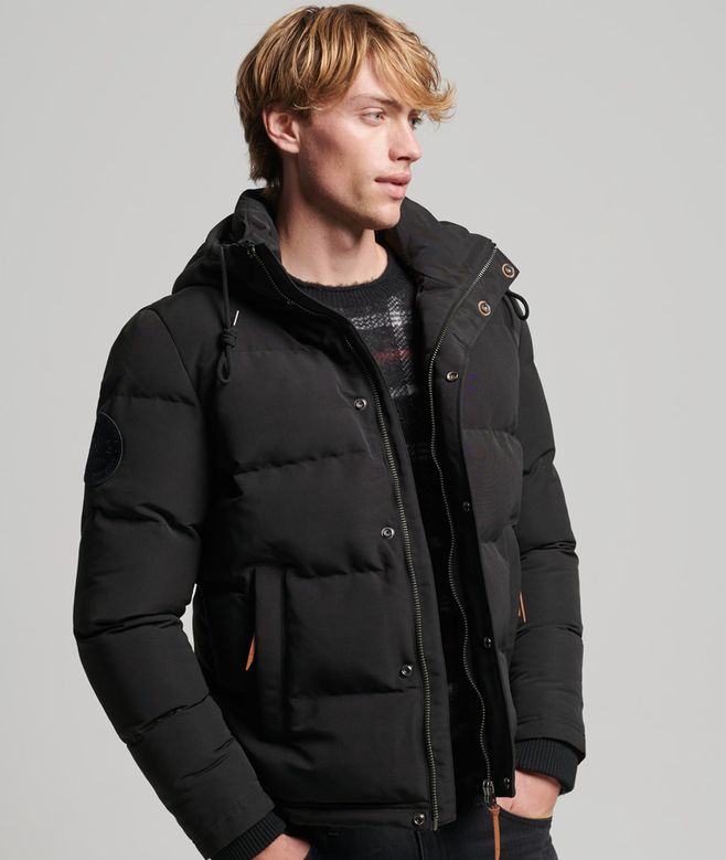 Everest Short Hooded Puffer-Jet Black