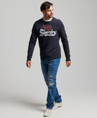 SUPERDRY Vintage Industrial Auto Eclipse Navy Crew Sweatshirt Eclipse Navy model front view