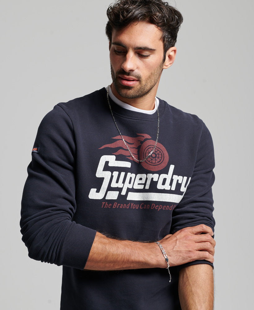 SUPERDRY Vintage Industrial Auto Eclipse Navy Crew Sweatshirt Eclipse Navy front view