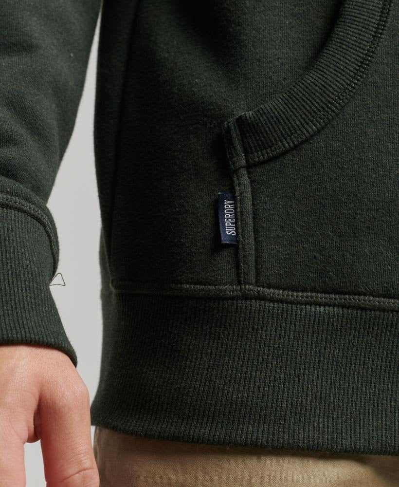 Essential Logo Hoodie-Dark Olive Marl-Pocket view