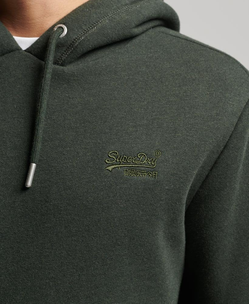 Essential Logo Hoodie-Dark Olive Marl-Chest logo view