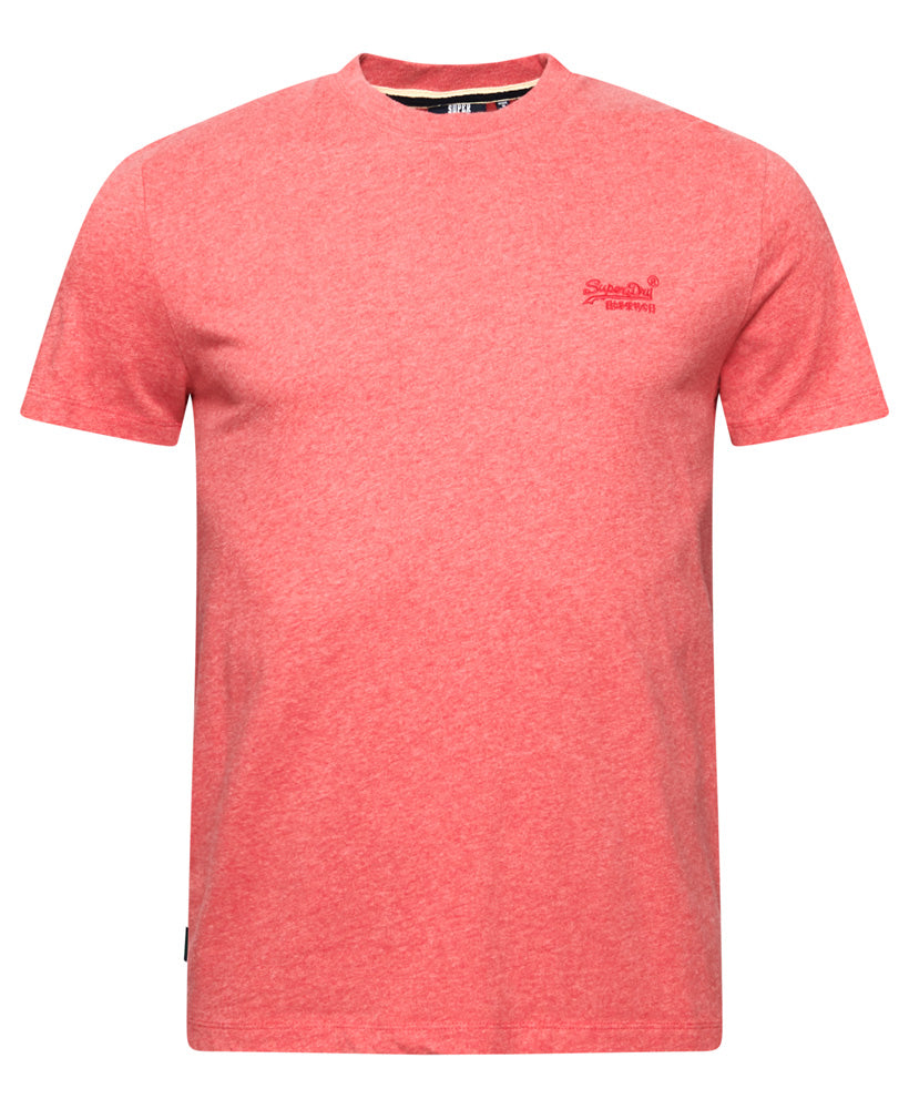 Men's Vintage Logo Emb Tee-Punch Pink Marl-Ghost Front View