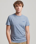 SUPERDRY Essential Logo Emb Tee-Bay Blue Marl Bay Blue Marl front view