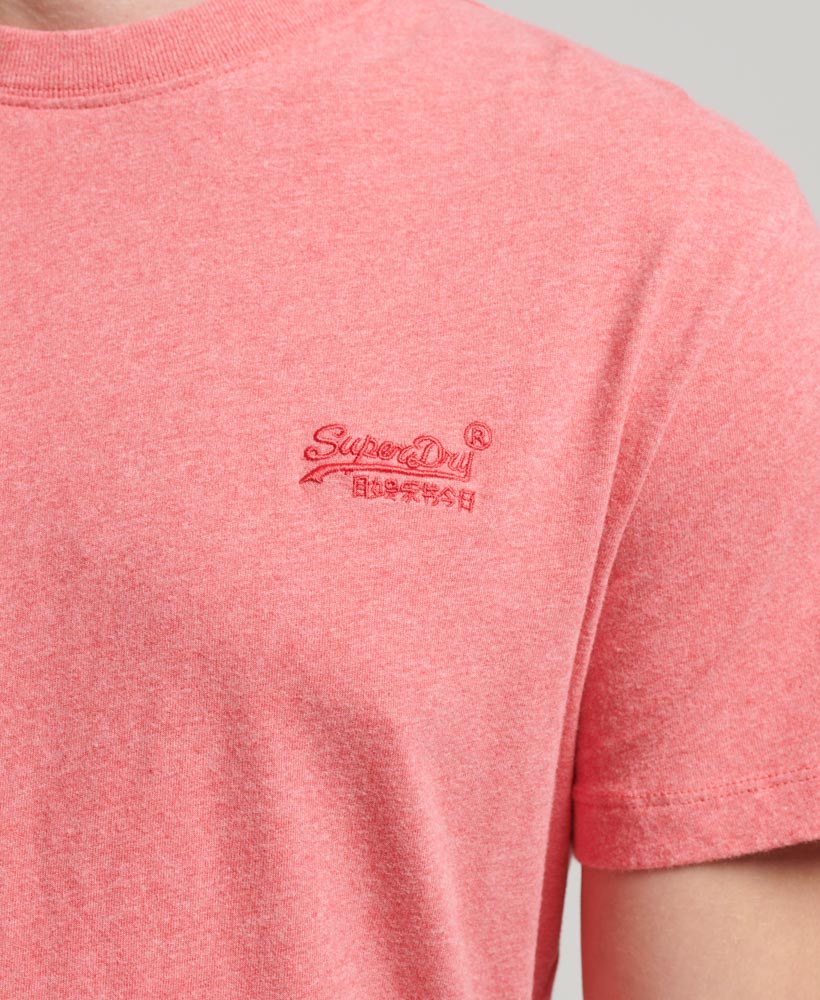Men's Vintage Logo Emb Tee-Punch Pink Marl-Chest Logo View