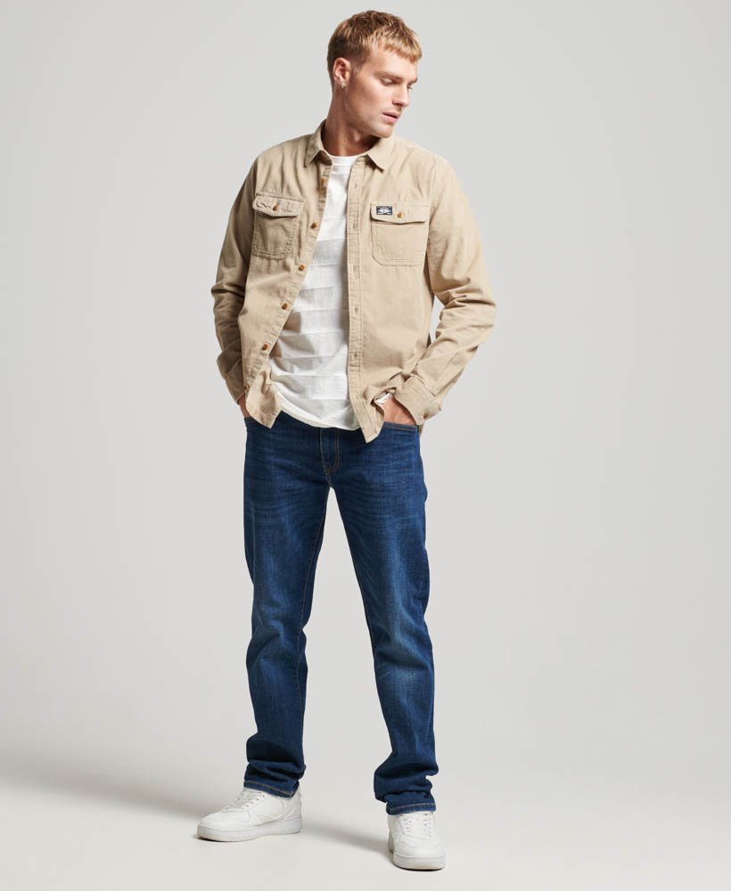 Men's Trailsman Cord Shirt-Stone Wash Taupe Brown-Model Full Front View