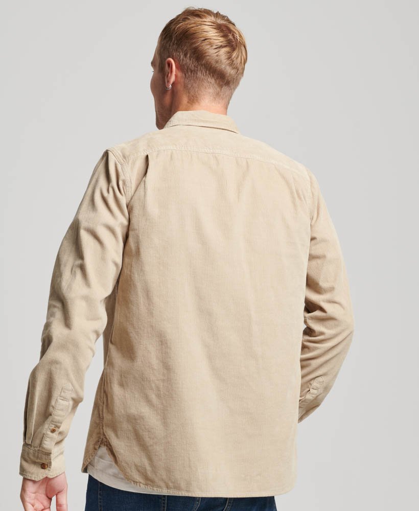 Men's Trailsman Cord Shirt-Stone Wash Taupe Brown-Model Back View