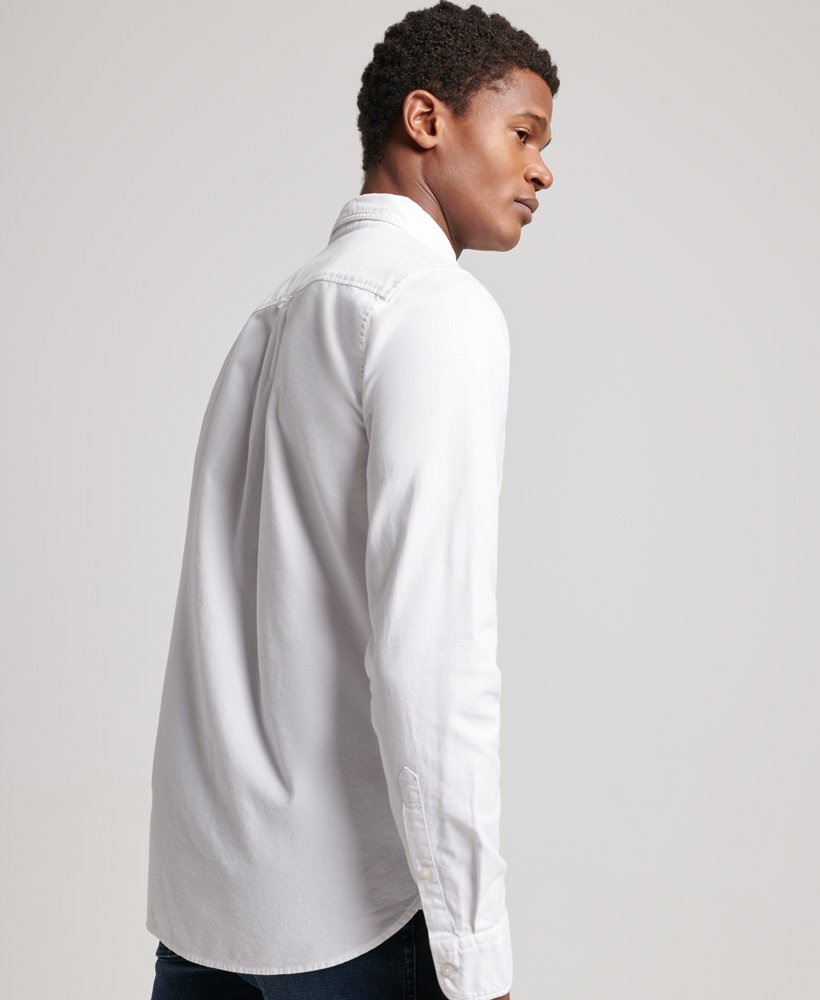 Men's Cotton Long Sleeve Oxford Shirt-Optic-Back View