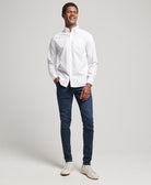 SUPERDRY Cotton Long Sleeve Oxford Shirt-Optic Optic model front view