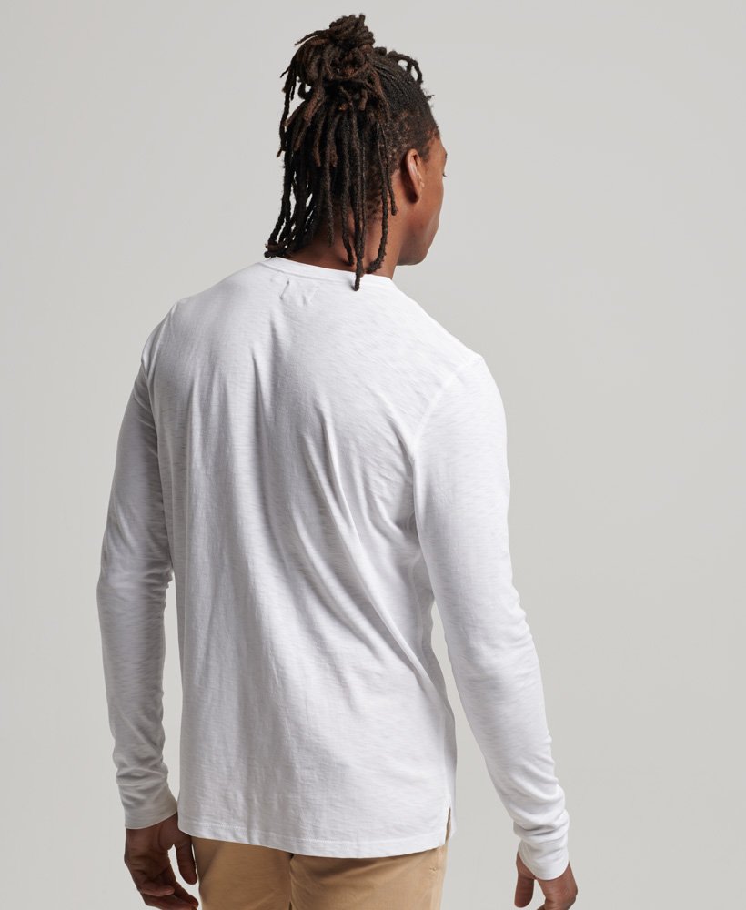 Long Sleeve Jersey Henley Top-Optic-Back view