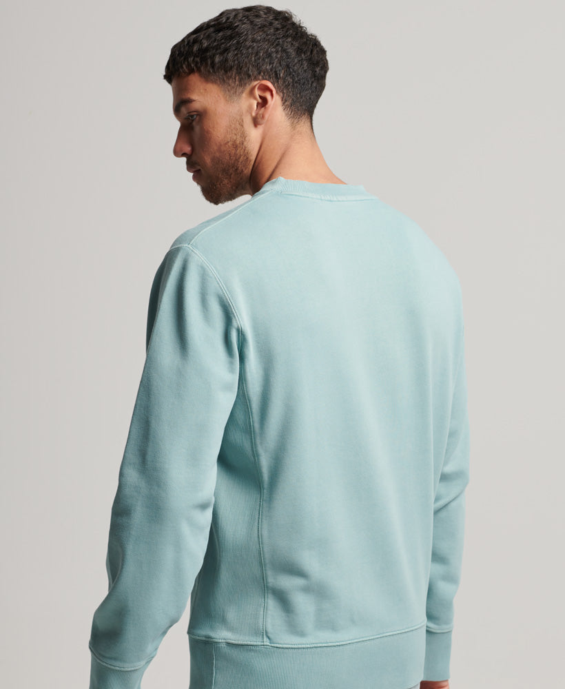 Men's Code Essential Overdyed Crew Tourmaline Blue-Back View