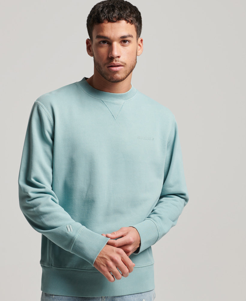 Men's Code Essential Overdyed Crew Tourmaline Blue-Front View