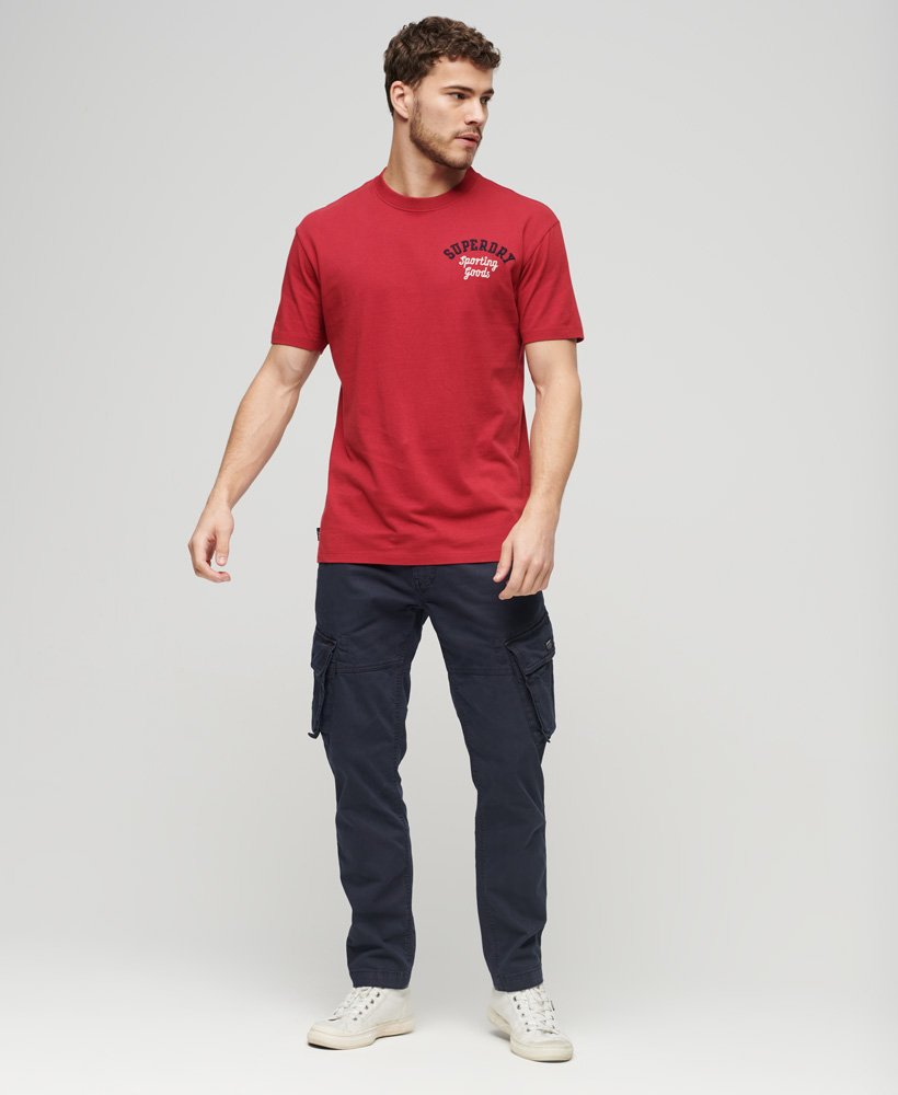 Men's Emb Superstate Ath Logo Tee-Chilli Pepper Red-Model Full Front View
