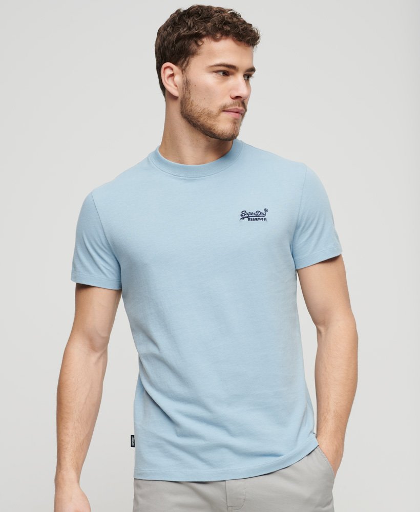 Men's Essential Logo Emb Tee-China Blue-Model Front View