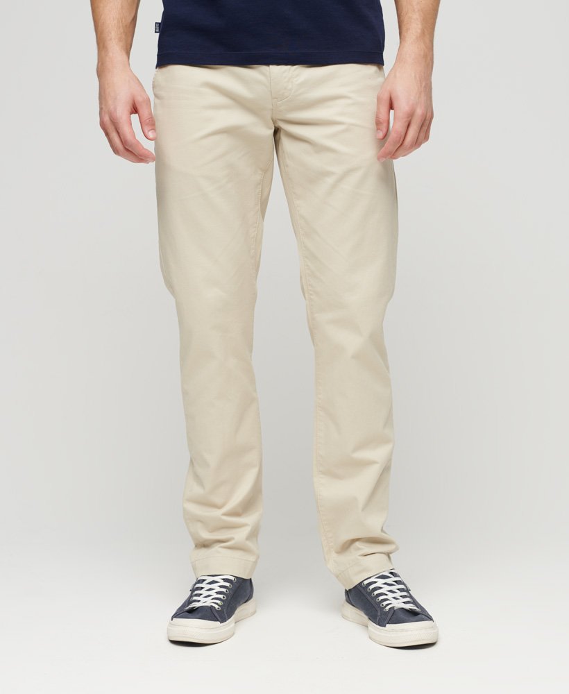 Men's Slim Tapered Stretch Chino-Pelican Beige-Model Front View