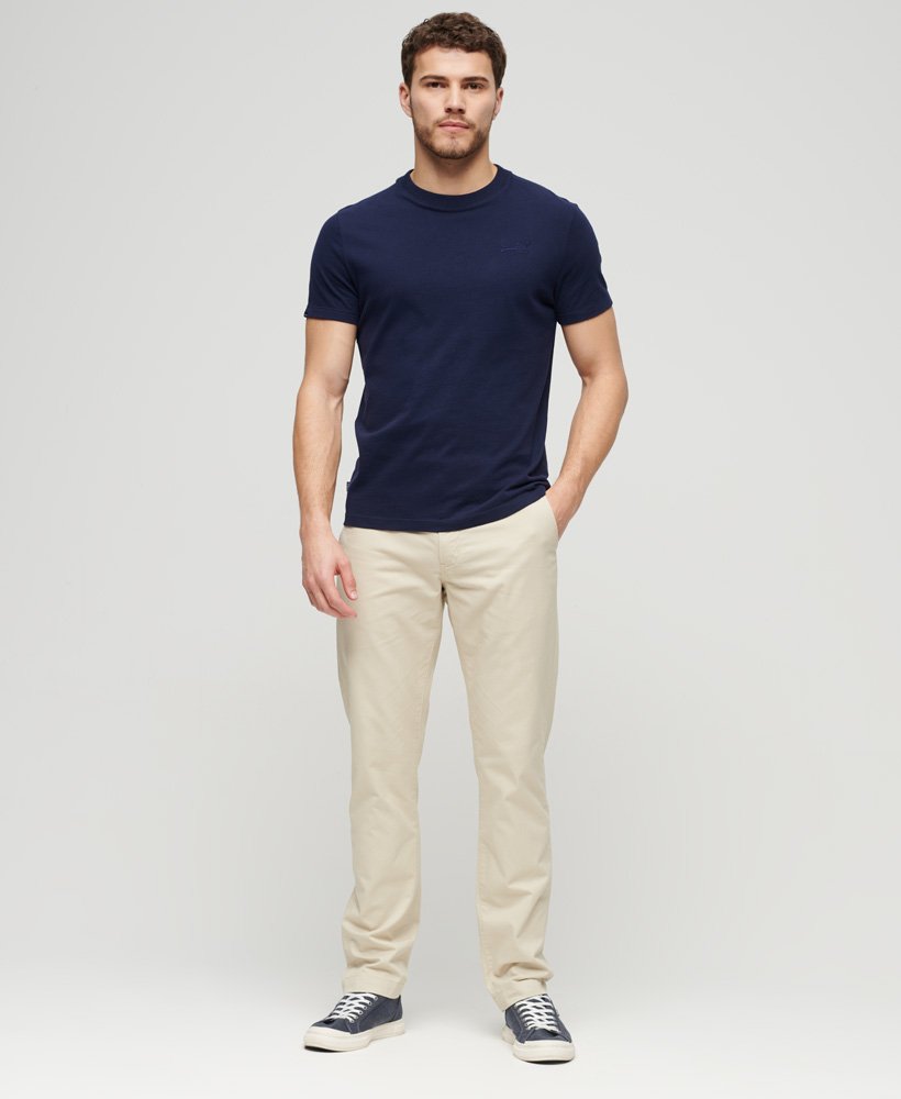 Men's Slim Tapered Stretch Chino-Pelican Beige-Model Full Front View
