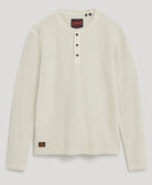 SUPERDRY Waffle Long Sleeve Henley Top-Light Stone Beige Light Stone Beige flat front view