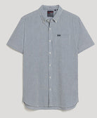 SUPERDRY Seersucker Short Sleeve Shirt-Navy Gingham Navy Gingham front view