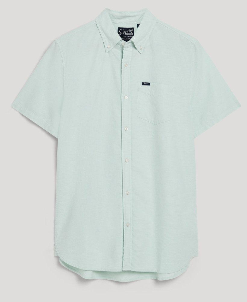 Men's Vintage Oxford Short Sleeve Shirt-Light Green-Front View