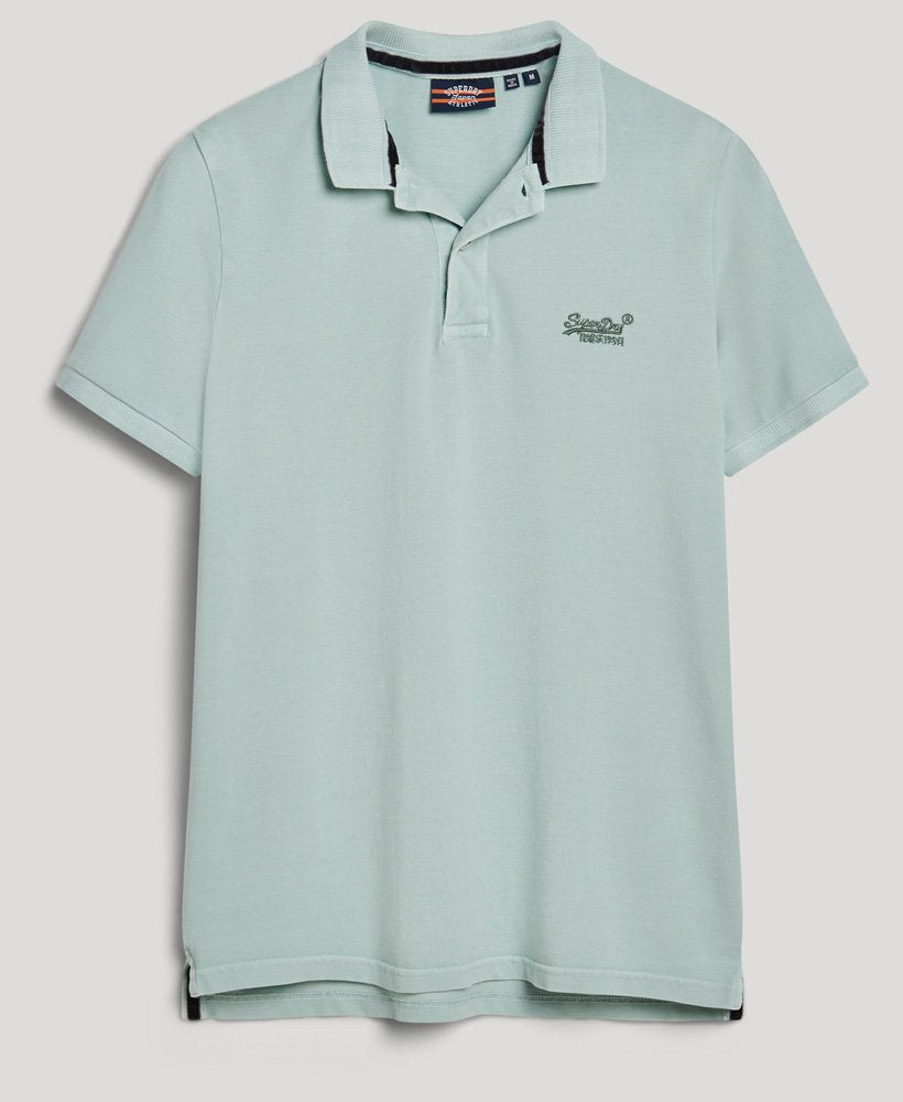 Men's Vintage Destroy Polo-Surf Spray Green-Front View