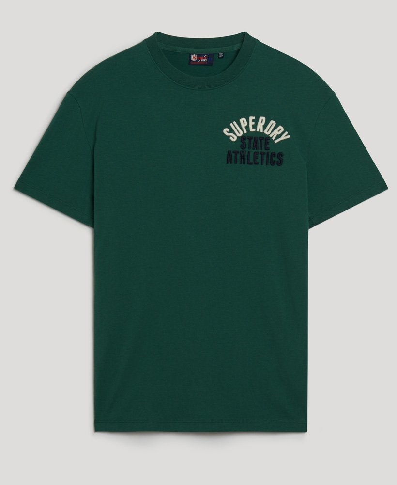 Men's Emb Superstate Ath Logo Tee-Pine Green-Front View