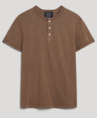 SUPERDRY Short Sleeve Jersey Grandad Top-Walnut Brown Walnut Brown front view