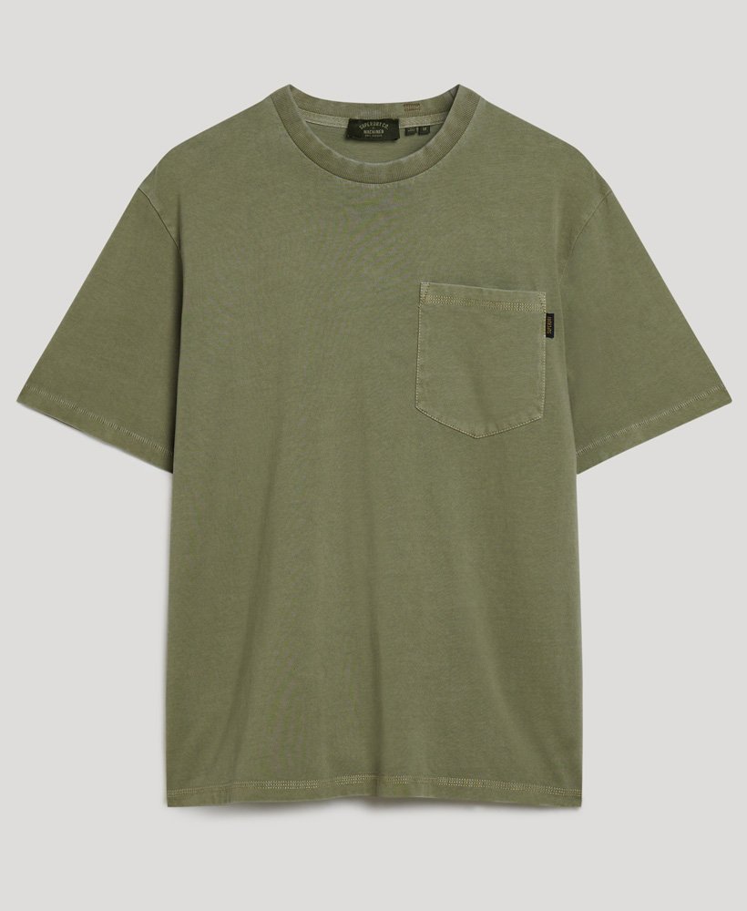 Contrast Stitch Pocket Tshirt-Washed Grey