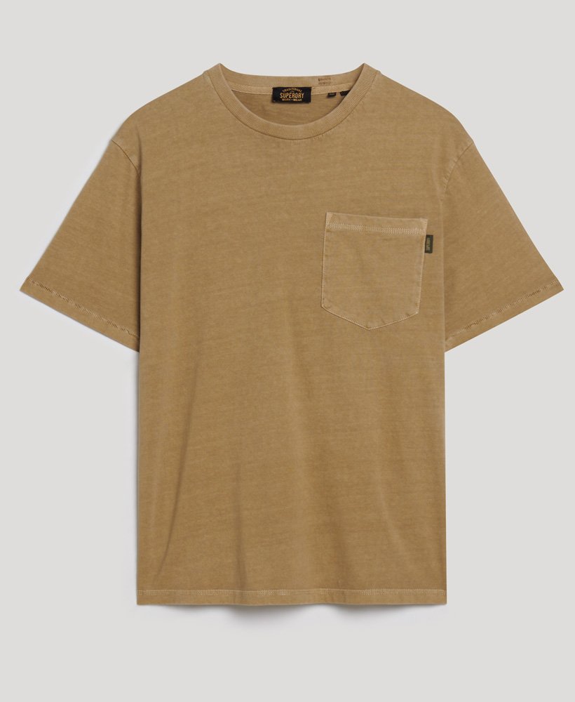 SUPERDRY Contrast Stitch Pocket Tshirt-Washed Cappuccino Washed Cappuccino front view