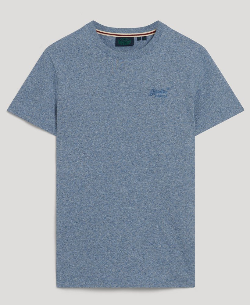 Men's Essential Logo Emb Tee-Bay Blue Marl-Ghost Front View