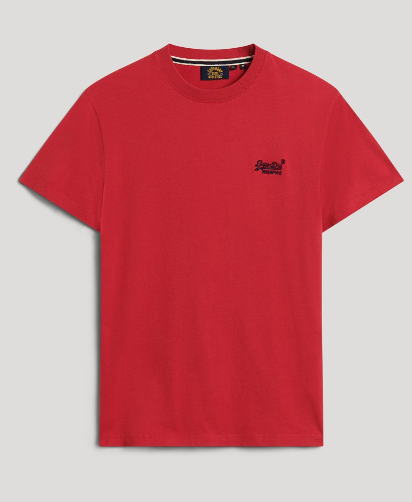 Men's Essential Logo Emb Tee-Cranberry Crush Red-Front View