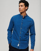 SUPERDRY Merchant Grandad Indigo Shirt-Heavy Rinse Heavy Rinse front view