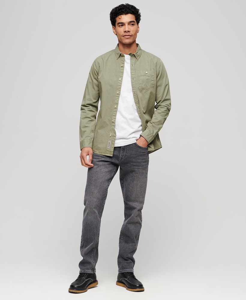 Men's Merchant Shirt-Light Khaki Green-Model Full Front View