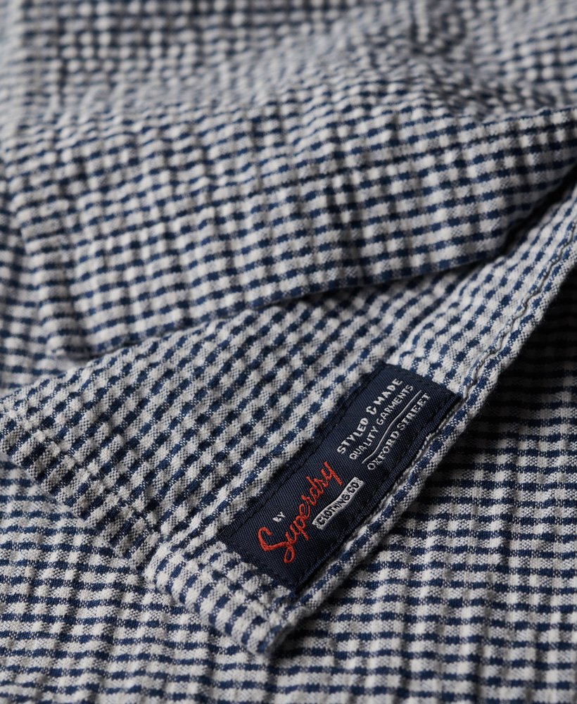 SUPERDRY Seersucker Short Sleeve Shirt-Navy Gingham Navy Gingham detail view