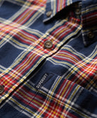 SUPERDRY Vintage Check Shirt-Navy Check Navy Check model front view