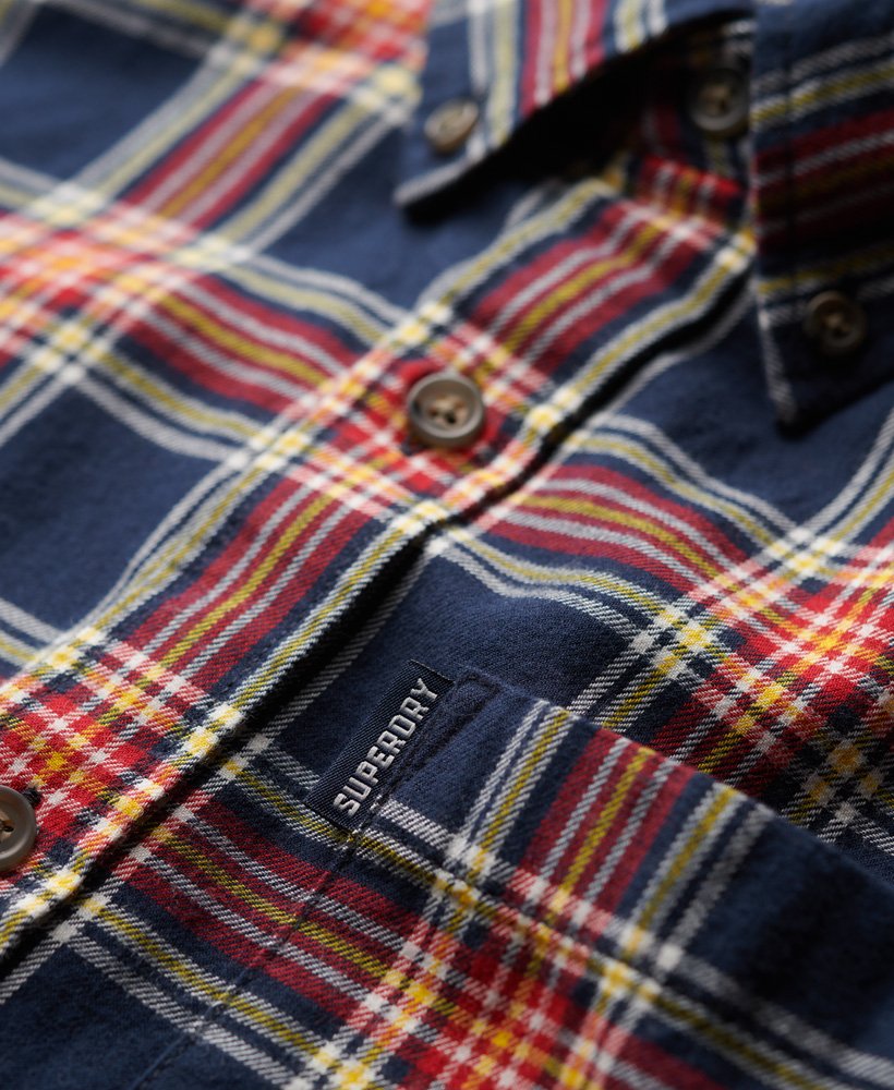 SUPERDRY Vintage Check Shirt-Navy Check Navy Check model front view