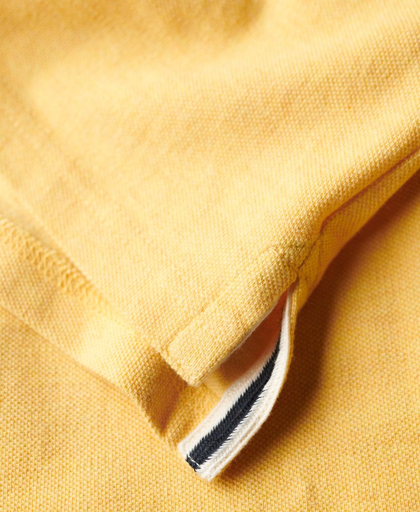Men's Applique Classic Fit Polo-Canary Yellow Marl-Close Up View