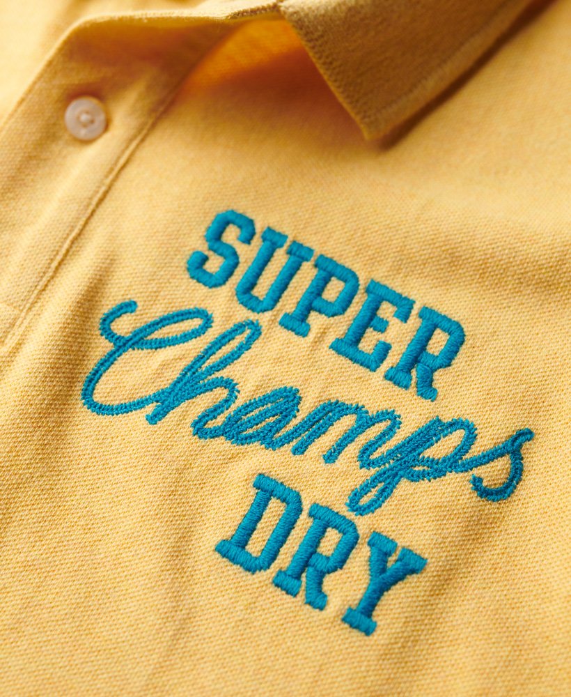 SUPERDRY Applique Classic Fit Polo-Canary Yellow Marl Canary Yellow Marl model front view