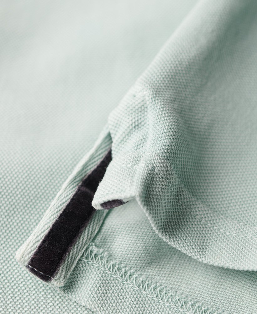 Men's Vintage Destroy Polo-Surf Spray Green-Close Up View
