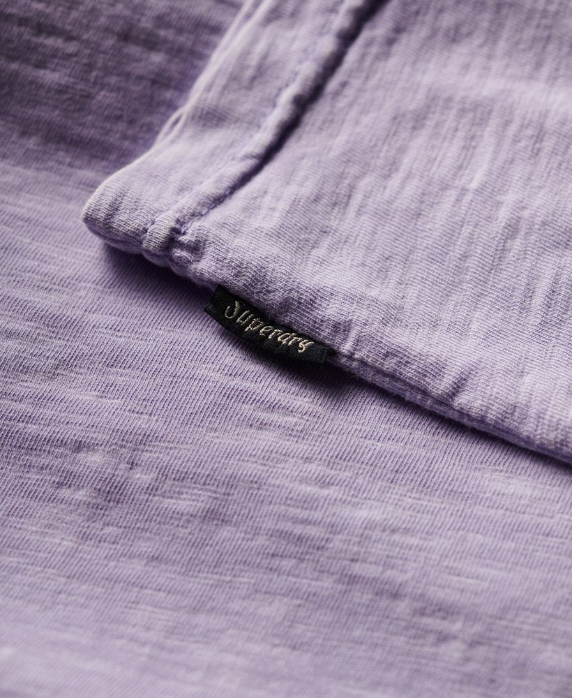 Men's Cali Striped Logo T Shirt-Light Lavender Purple Slub-Tab Logo View