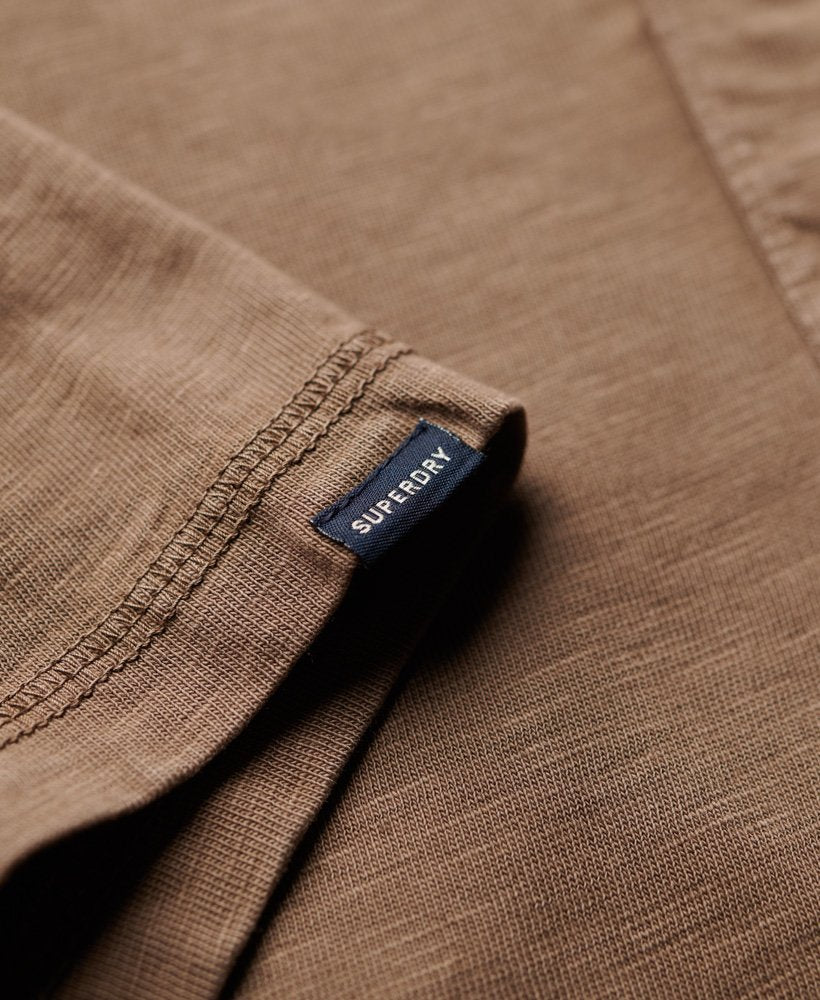 Men's Short Sleeve Jersey Grandad Top-Walnut Brown-Tab Logo View