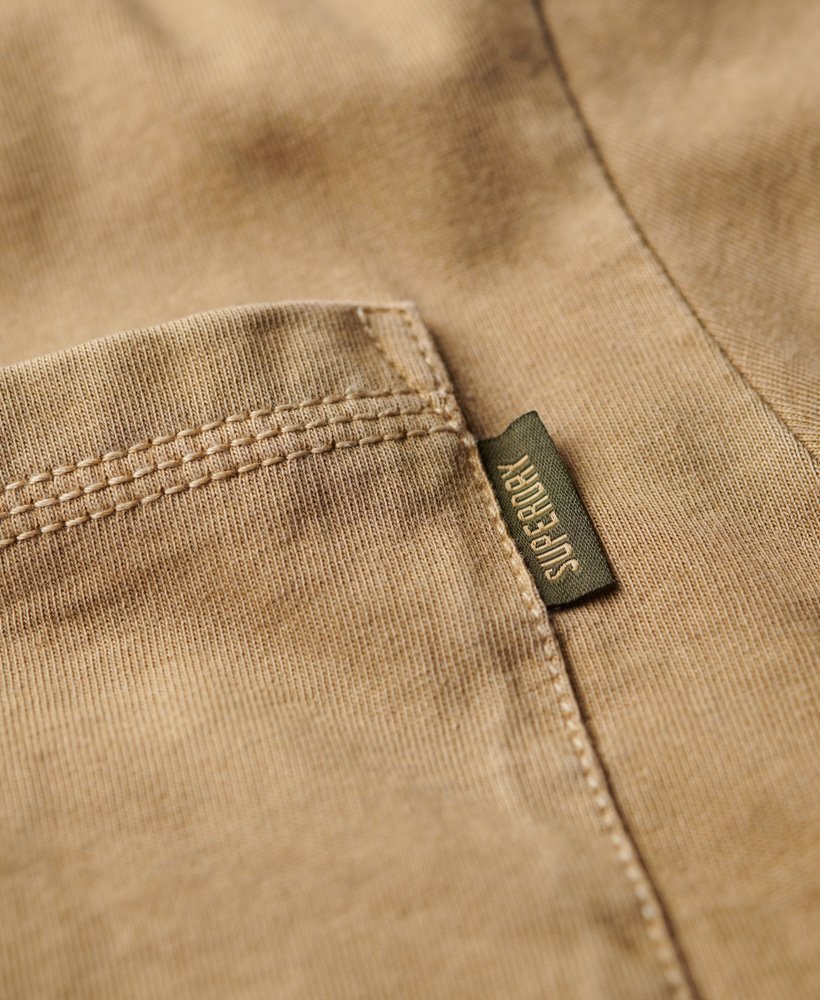Contrast Stitch Pocket Tshirt-Washed Cappuccino-Pocket logo detail