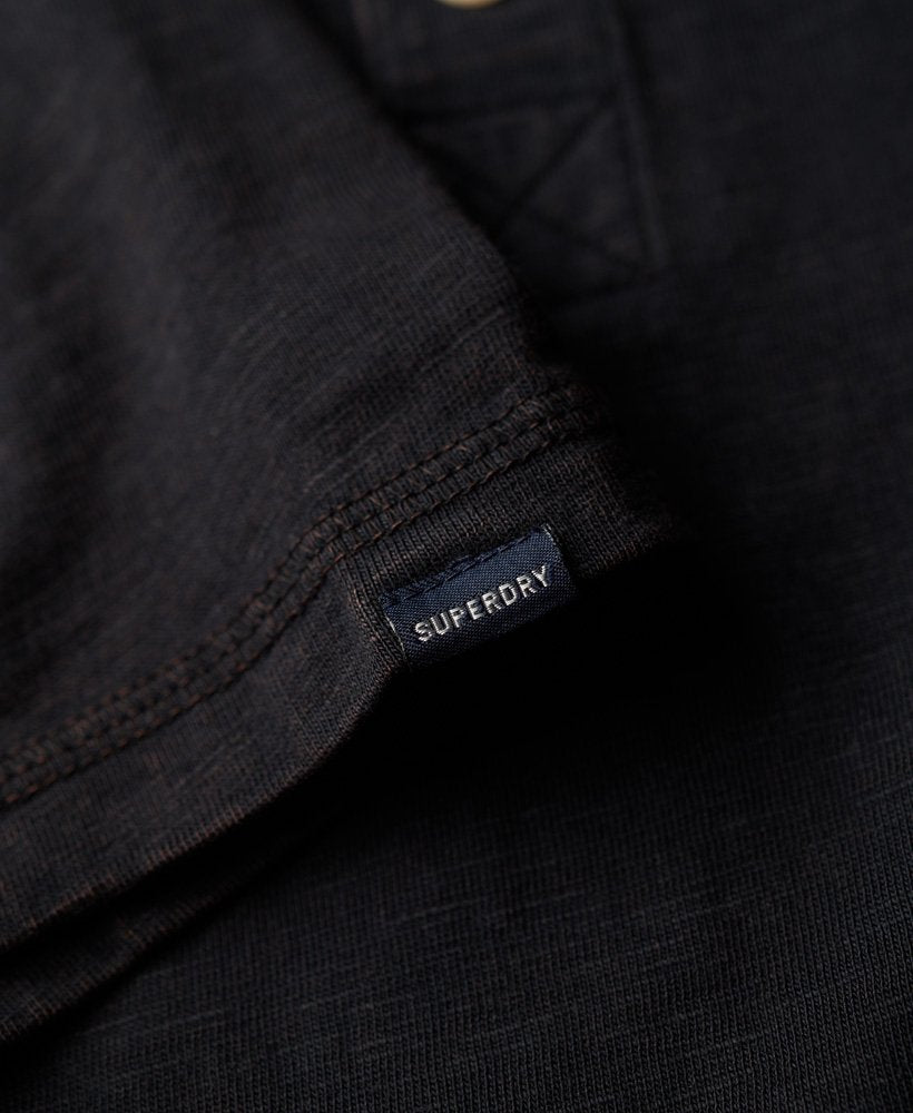 Men's Short Sleeve Jersey Grandad Top-Black-Tab Logo View
