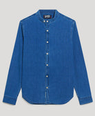 SUPERDRY Merchant Grandad Indigo Shirt-Heavy Rinse Heavy Rinse back view